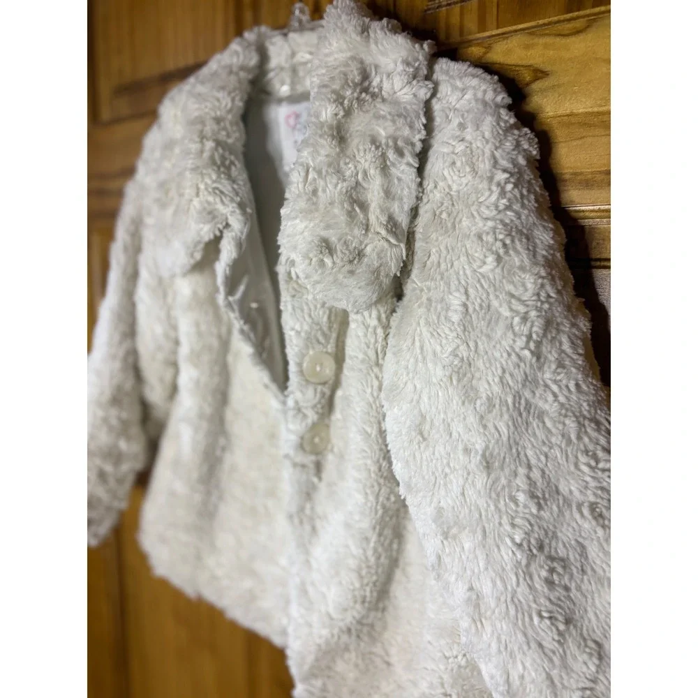 The Childrens Place Girls Ivory Faux Fur Sherpa Coat Jacket Off White 3T